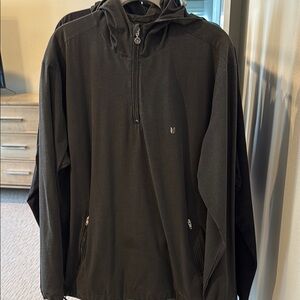 Linksoul Black Windbreaker Jacket Full-Length Zipper Casual